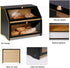 Counter, HOMEKOKO Double Layer Large Bread Box for Kitchen Wooden Large Capacity Bread Storage Bin (Black)