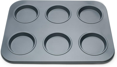 Fox Run Non-Stick Baking Pan, 6 Cup Large Muffin Top, Metallic