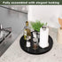 Lazy Susan for Table, 12 Inch Non-Skid bamboo turntable organizer for salt pepper spices and olive oil next to stove, Wooden lazy susan organizer for Kitchen Countertop Organizer Black
