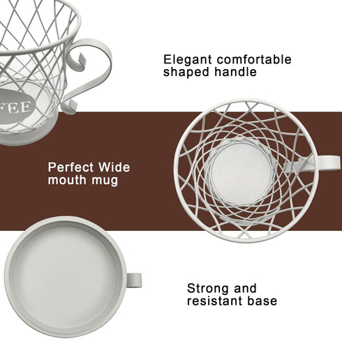 Coffee Pods Storage Basket for 35 K Cup Organizer, Decorative Holder for Coffee Bar Countertop - White.