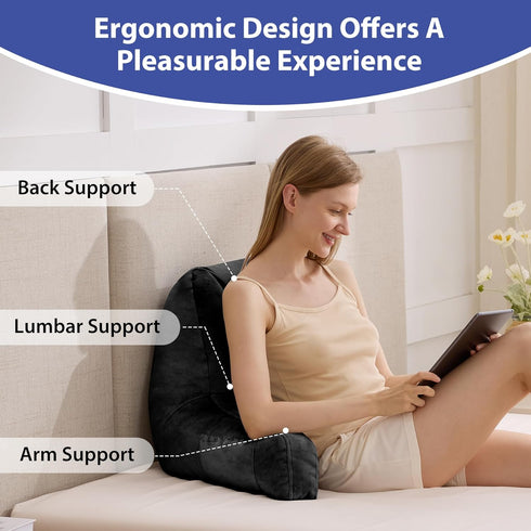 24in, IASEAHK Reading Pillows for Sitting in Bed Adult, Back Pillow for Bed Sitting Up, Backrest Pillows with Shredded