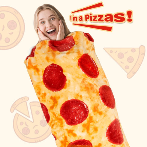 285 90 inches) CASOFU Pizza Blanket, Queen Size Cute Large White Elephant Gifts for Adults Women Men Teens Kids, GSM