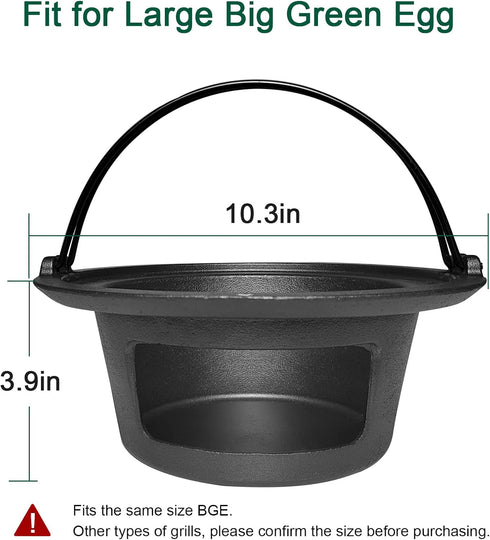 Upgrade Cast Iron Ash Can with Handle, Quantfire Charcoal Ash Basket Big Green Egg Accessories Must Haves Kamado Ash