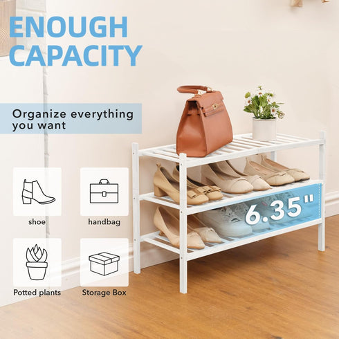 3 Closet, Bathroom27 x11 x20 3 Tier Bamboo Shoe Rack Storage Organizer for Multifunctional Stackable Free Standing Shoe