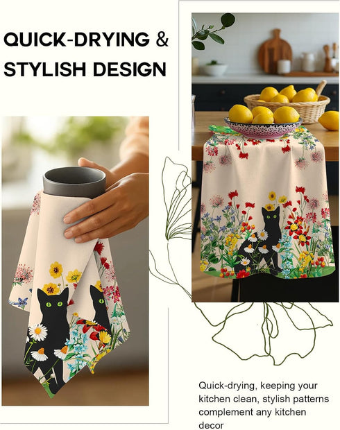 Set 2 18x26 Inch Miss Adola Flour Sack Kitchen Towels - of Spring Dish Towels with Hanging Loop Absorbent Reusable