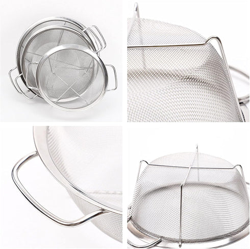 Stainless Steel Mesh Colander Strainer Basket - 2.5 Quart Fine Mesh Net with Heavy Duty Handles for Strain, Drain, Rinse