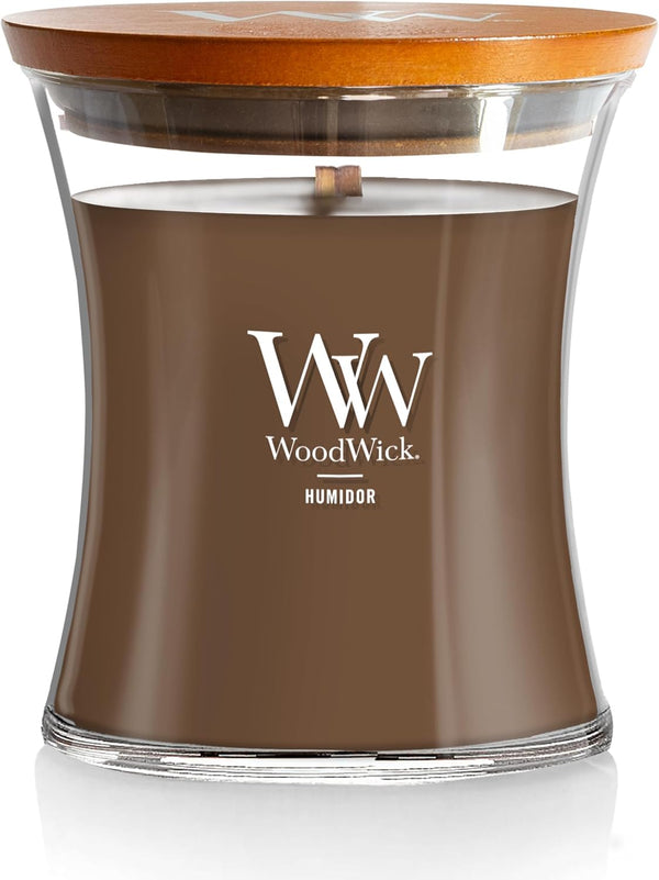 WoodWick Medium Hourglass Candle Humidor, Premium Soy Blend Wax with Pluswick Innovation, Made in USA