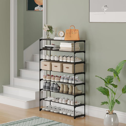 8-Tier 40 Calmootey Shoe Rack, Tall Large Capacity Pairs Shoes Storage Organizer, Stackable Wide Shoe Shelf