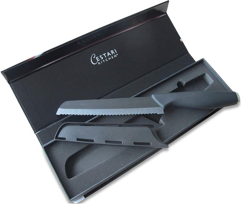 Cestari Advanced Ceramic Serrated Knife with Sheath and Luxury Magnetic Gift Box
