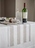 Solino Home Linen Table Runner 36 Inches - Cabana Stripe 100% Pure Linen Natural and White Table Runner 14 x 36 Inch