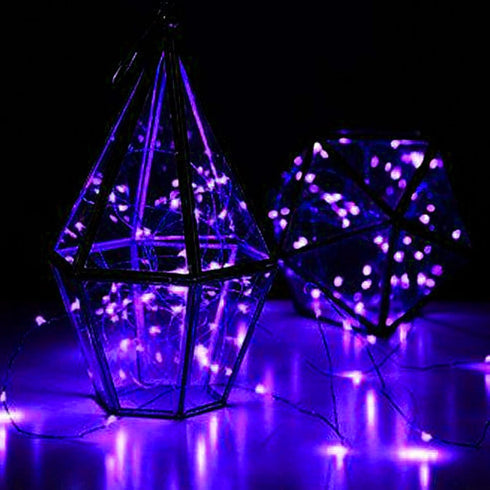 VOOKRY 8 Pack 30 LED Fairy Lights - Battery Operated String Lights, 10 ft Purple Waterproof Silver Wire