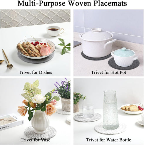 SHACOS 8" Trivets for Hot Dishes, Heat Resistant Large Coaster for Kitchen Countertop, Table Decor, Home Essentials