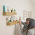 Set 2 Rattan Nursery Book Shelf, Woven Scalloped wall Shelves, Wicker Hanging Storage Basket, Baby Room Bookshelf, Wall