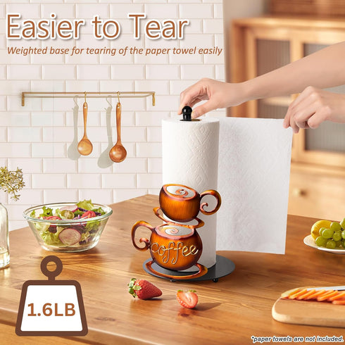 Countertop 3D Standing Paper Towel Roll Holder for Coffee Lovers Women Men, Farmhouse Kitchen Decor and Accessories