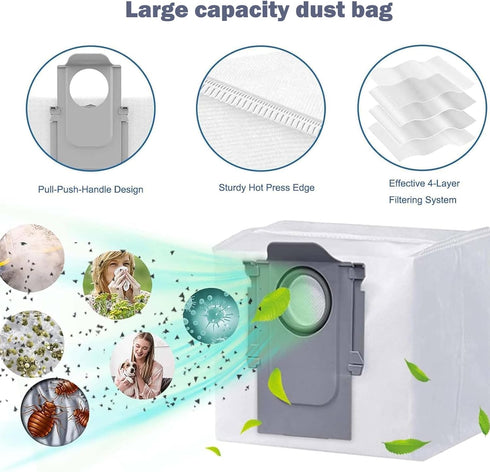 Accessories Kits for Roborock S8 MaxV Ultra/G20S Robot Vacuum and Mop - 4 Dust Bag