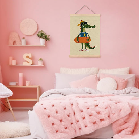 12x16 Inch YTRGI Crocodile Skateboard Nursery Wall Art Decor, Kids Room Decor, Trendy Alligator Animal Poster Hanger