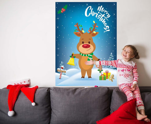 Funnlot Christmas Games for Kids, Pin The Nose on The Reindeer, Holiday Party Game with 24 Noses Stickers & Blindfold
