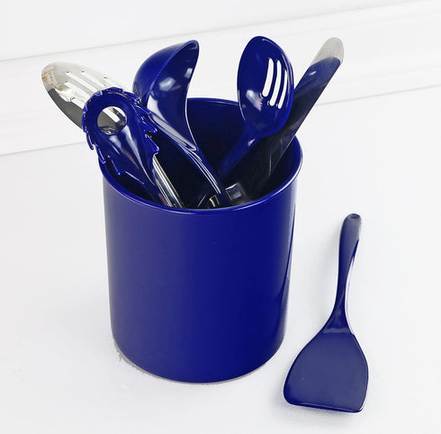 Reston Lloyd Multipurpose Crock Organize All Kinds of Utensils & Kitchen Tools, Extra Large Holder, Indigo