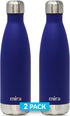 MIRA 2 Pack 17 Oz Cola Shaped Insulated Stainless Steel Water Bottle, Matte Blue