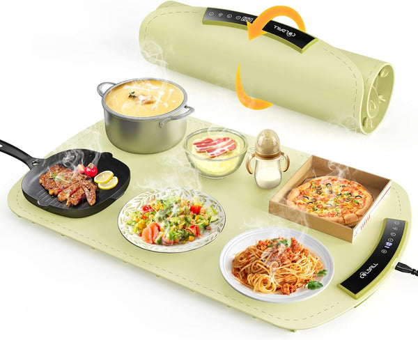Food Warming Mat - Upgraded 8 Levels Adjustable Temperature Electric Warming Tray,