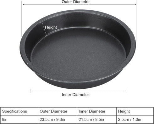 2Pcs Pizza Pan Carbon Steel Non Stick Deep Thickened Food Biscuits Baking Pan Round Pizza Bakeware Sheet Set for Kitchen Bakery Oven(9 in) by Tissting