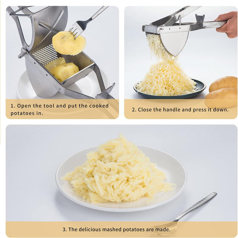 Potato Ricer Good Grip, Potato Masher Stainless Steel Professional Masher Kitchen Tool Fruit Press Baby Food Masher