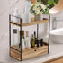 Auysbytdd 2-Tier Countertop Counter Bathroom Organizer with Drawer, Wood Shelf for Storage, Cosmetic Storage Vanity