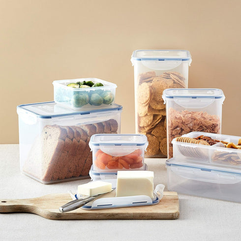LOCK & LOCK Easy Essentials Food Storage Containers, BPA Free, 54 Ounce, Clear