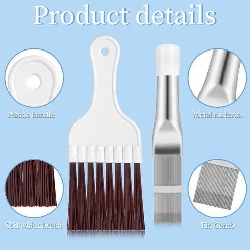Pimoys 3 in 1 Set Air Conditioner Fin Comb with 1 Stainless Steel AC Coil Cleaner & 2 Evaporator Brushes