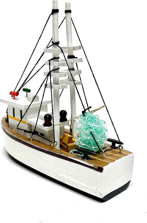 68698 6.25 Inch Chesapeake Bay Wood Shrimp Fishing Boat Nautical Decor