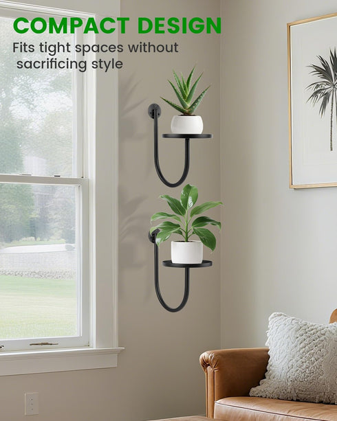 (3 Pack) Wall Planters for Indoor Plants, Mounted Holder Shelf, Metal Plant Wall Hanger, Decorative Plant Shelf
