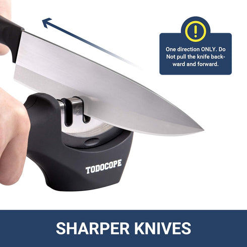 Premium Chef Knife Sharpener, Professional Kitchen 3 Slot Manual Knife Sharpener Kit, Black