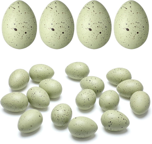 SiliFine 16 Pcs Easter Speckled Eggs 2.4 in Plastic Speckled Eggs Bowl