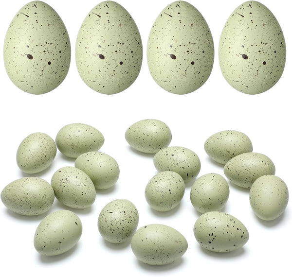 SiliFine 16 Pcs Easter Speckled Eggs 2.4 in Plastic Speckled Eggs Bowl