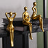 Quoowiit Gold Decor Thinker Statue Decor Book Shelf Decor, Abstract Statue Ornament