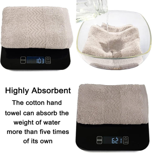 Cleanbear 100% Cotton Hand Towels, Ultra Soft and Highly Absorbent Face Towels, 2-Pack, 13 x 28 Inch (Khaki)