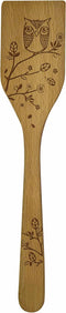 Talisman Designs Laser Etched Beechwood Turner, Woodland Owl Design Cooking Turner