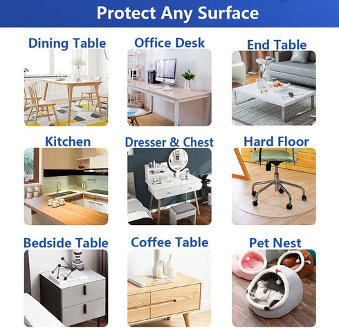 Transparent 14x24 in Small Office Desk Blotter Mat - Clear Plastic Table Protector Cover Pad for Anti Scratch