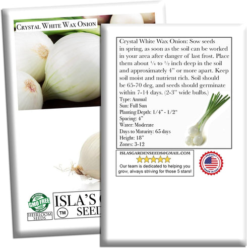 500+ Crystal White Wax Onion Seeds (Allium cepa) Non-GMO Heirloom Seeds by Islas Garden Seeds, Small Pearl-Style Onions