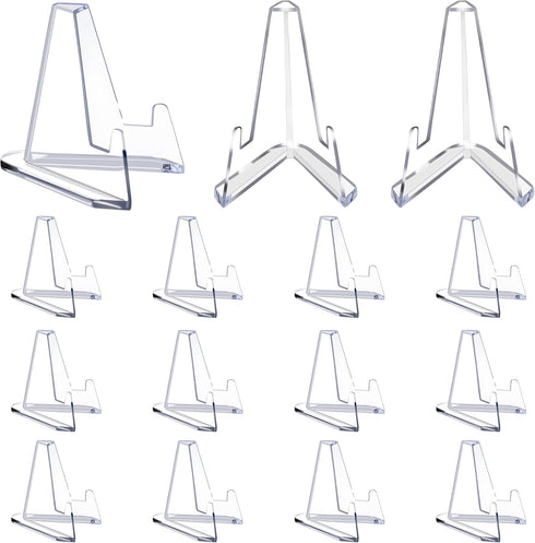15 Pack Card Display Stands - Acrylic Clear Mini Stands for Sports Cards, Challenge Medals, and Trading Cards