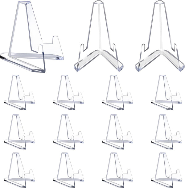 15 Pack Card Display Stands - Acrylic Clear Mini Stands for Sports Cards, Challenge Medals, and Trading Cards