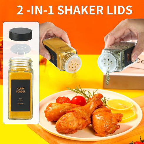 TESUNMU Label4oz 36) Spice Jars with Glass Spice Bottles With Shaker LidsSeasoning Containers with Funnel, Chalk Pen