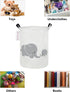 QUEENLALA Large Storage Basket, Collapsible Round Laundry Hamper, Boys and Girls Hamper with Parent-child Elephant