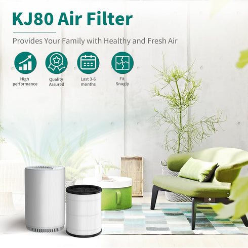 KJ80 Replacement Filter with 3-IN-1 Filtration System - Compatible with Druiap KJ80 Air Purifier | H13 True HEPA Filter