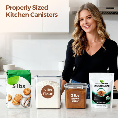 Set 3 (5.2L/5.5Qt) (2.5L/2.6Qt*2), Sets ComSaf Flour Sugar Storage Containers of Large Airtight Food Storage Containers