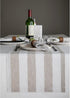 Solino Home Linen Table Runner 36 Inches - Cabana Stripe 100% Pure Linen Natural and White Table Runner 14 x 36 Inch