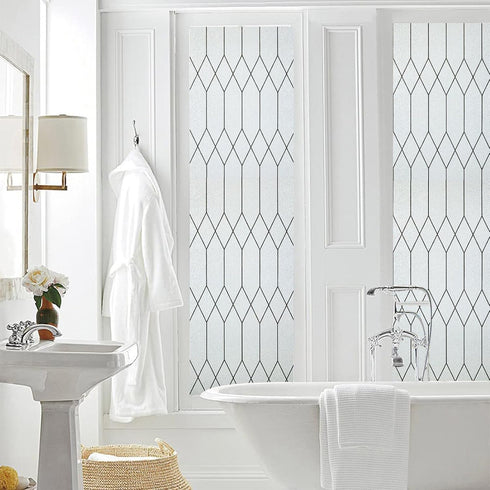 Windimiley Window Privacy Film, Stained Glass Frosted Clings, Moroccan Lattice Decorative Coverings, UV Sun Blocking,