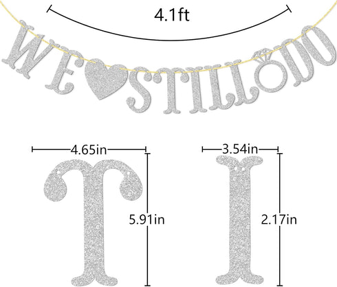 We Still Do Banner for Wedding Anniversary Party Decorations, Silver Glitter Sign Photo Prop