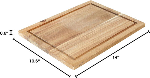 Glad Acacia Wood Cutting Board with Juice Grooves, Reversible Solid Butcher Block and Charcuterie Tray