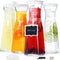 Ritayedet Glass Carafe, 1 Liter Carafe for Mimosa Bar, 4 Pcs, Square